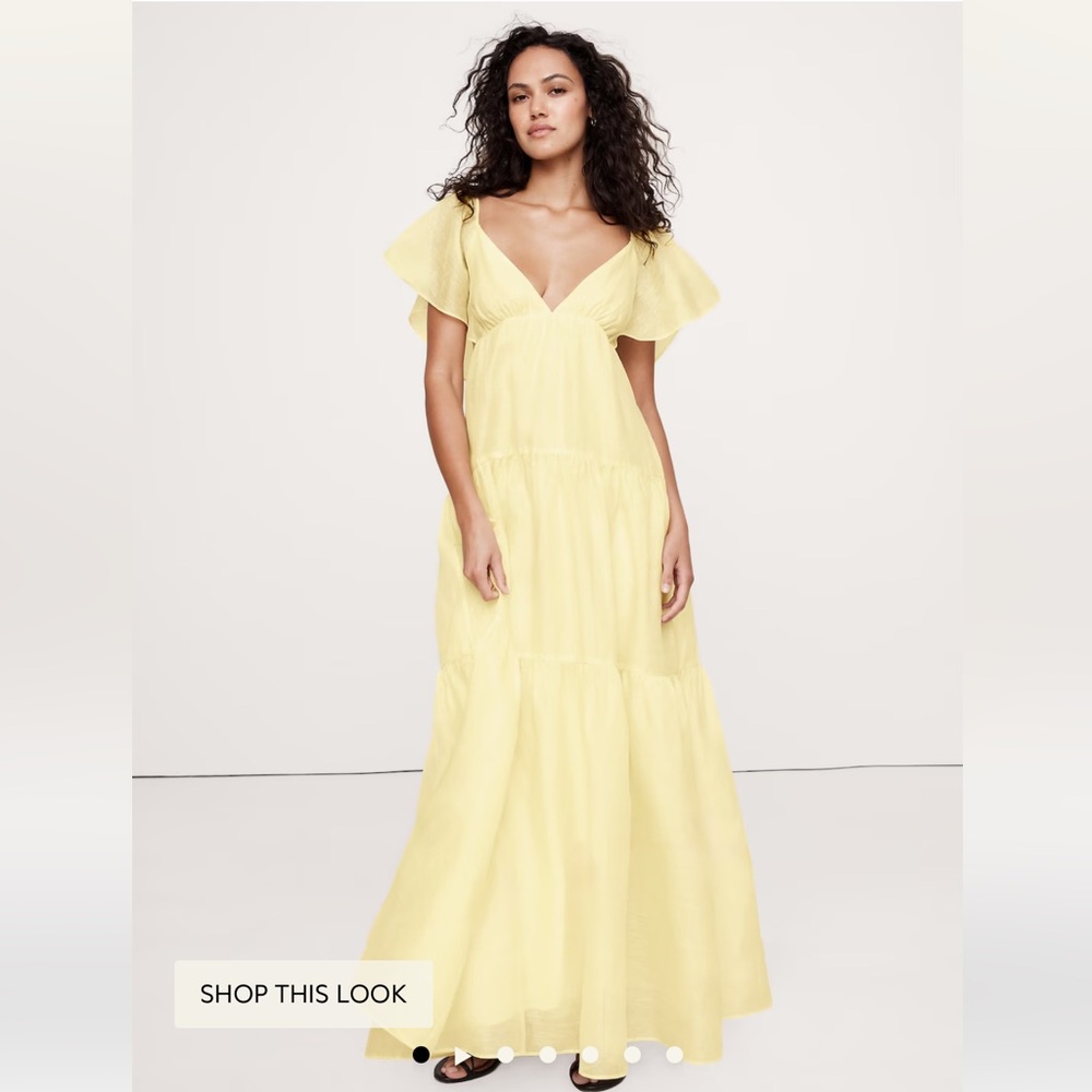 NWT Banana Republic Yellow Linen-Silk Dress